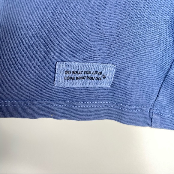 Life is Good Womens Crusher Tee Sz S Blue PEACE LOVE COFFEE Graphic Short Sleeve - Picture 3 of 10